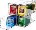 Youngever 4 Pack Plastic Tea Packet Organizers, Stackable Tea Bag Drawers, Clear Tea Bag Drawer Organizers (6" x 9" x 3.5")