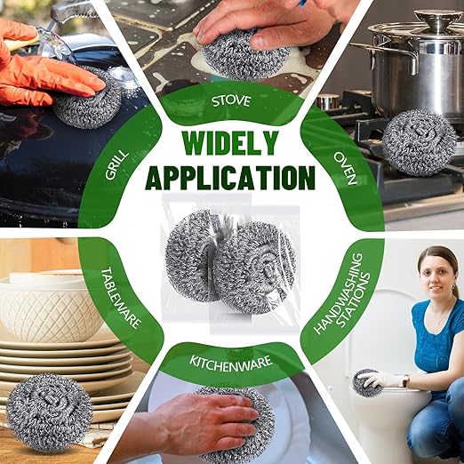 Honeydak 5 Pack Stainless Steel Scourers Steel Wool Scrubbers Bulk Separately Packaged 3 Inch, 25 Gram Metal Scourers Sponges Wire Scouring Pad for Stove Pot Pan Oven Kitchen Restaurant(Classic)