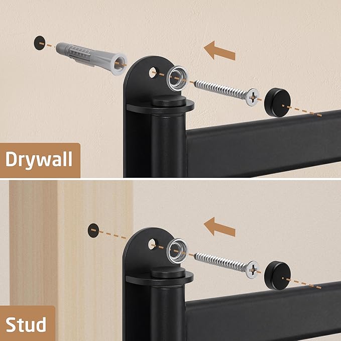 KES Swivel Towel Rack, 19.5" Extra Long Swivel Towel Racks for Bathroom 4-Arm, Swing Out Towel Rack Wall Mounted 18/8 Stainless Steel Matte Black, A2104S4L50-BK