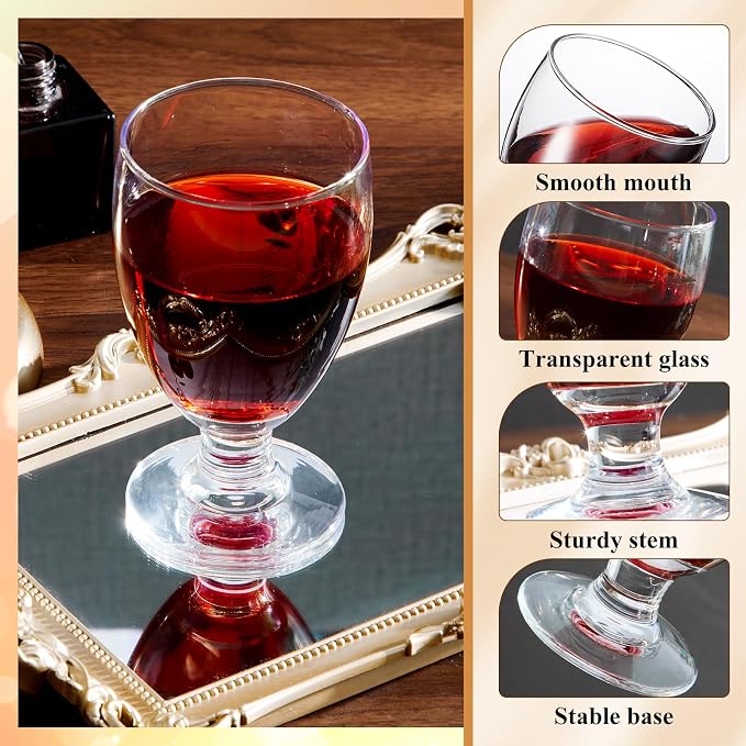 Patelai Set of 4 Water Goblet, 10.5 oz Clear Drinking Glasses Bulk Dishwasher Safe, Stemmed Water Glass for Juice Wine Beer Tea Sangria Cold Beverages, Reusable Glassware for Home Party Restaurant