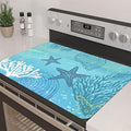 Decorative Stove Top Covers for Electric Stove 28"x20" – Heat Resistant Glass Cooktop Protector Dish Drying Mat – Non-Slip Rubber Backing Washer Top Cover Waterproof Extra Counter Space (Ocean 1)