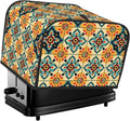 Brown Boho Tile Covers for 4 Slice Toasters,Cute Country Bread Machine Cover with Handle,Washable Stain Resistant Kitchen Small Appliance Cover Dining Decor