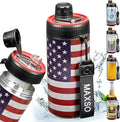 MAXSO Sealed Can Cooler Fizz Lid Can Cover for 12 oz Regular, Slim Skinny Cans & As Thermal Bottle, 4-in-1 Insulated Vacuum Stainless Steel Carbonated Cold Drink Holder - Stars