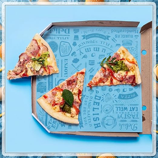 Outus 600 Pcs 12 x 12 Inch Deli Wax Paper Sheets Grease Resistant Tray Basket Liners Newsprint Paper Water and Grease Proof Sandwich Wrapping Square Hot Dog Wrapper for Food Baking (Light Blue)