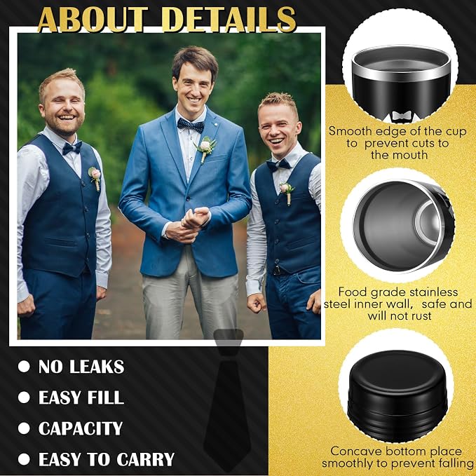 Skylety 8 Pack 20 oz Groomsmen Gifts Groom Cups Groomsmen Tumblers with Lid Stainless Steel Groomsmen Cups for Bachelor Party Wedding Proposal Travel Gift