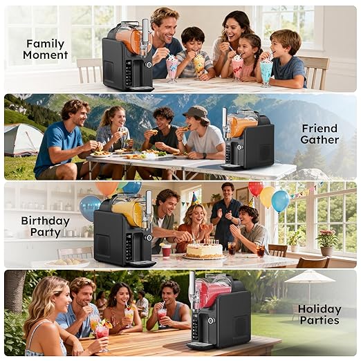 Slushie Machine for Home, 85oz Slushy and Ice Cream Maker No Ice Needed, Frozen Drink Maker with 5 Presets, Quiet, Auto-Clean, LED Display, Slushy Machine for Margaritas,Milkshakes,Frappés and More