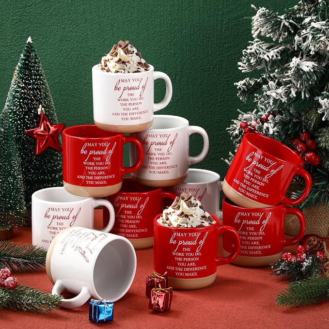Didaey 10 Pcs Thank You Mugs Bulk Gifts 13 oz Inspirational Ceramic Coffee Mugs May You Be Proud of Appreciation Gift for Teacher Nurse Employee Office Staff Coworker, 2 Colors