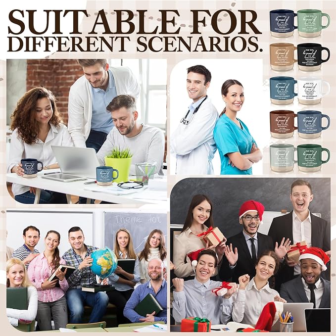 Didaey 10 Pcs Thank You Mugs Bulk 13 oz Inspirational Ceramic Coffee Mugs May You Be Proud Appreciation Gift Back to School Gift for Teacher Nurse Employee Coworker Office Staff, 10 Colors