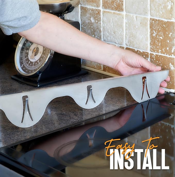 Linda’s Essentials Stove Gap Covers 316 Stainless Steel, Heat Resistant Oven Gap Filler Seals Spaces Between Stovetop and Counter, 25.4 Inches, Silver(Steel), 2 Pack