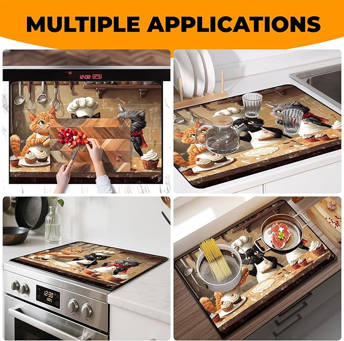 Heat-Resistant Glass Stove Top Cover with Anti-Slip Rubber Coating – 28.5x20.5 Inch Electric Stove Protector, Scratch-Resistant, Expands Counter Space, Stylish Kitchen Decor