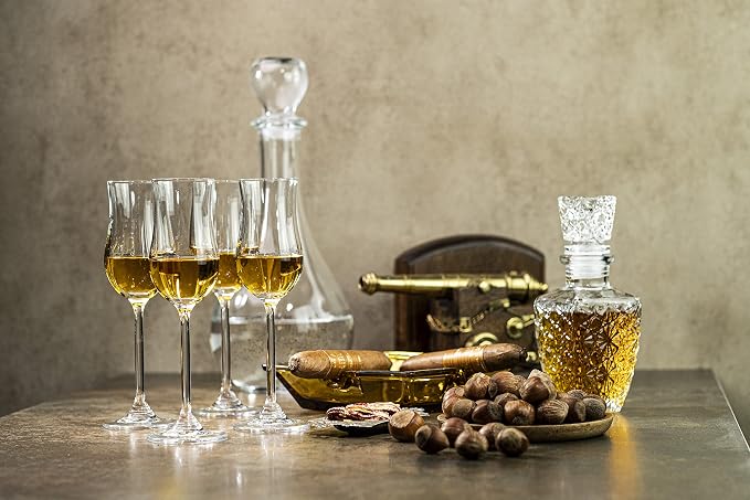 GLASSIQUE CADEAU Cognac, Brandy, Tequila and Dessert Wine Snifter Glasses | Set of 4 Small Tasting Tulip Copitas for Sipping Spirits, Madeira, After Dinner Drinks