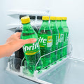 Fridge Organizer for Drinks, Upgraded Design of Fridge Can Organizer with Larger Stopper Height. Width Adjustable Automatic Can Holders for Fridge with Lock. Holds 10 Cans (2 Rows, White)