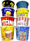 Modern Style Reusable Plastic Popcorn Box/Popcorn Containers/Popcorn Bowls Set for Movie Theater Night - (BPA Free - 8 Pack - 75 oz) (Mix 8-U)