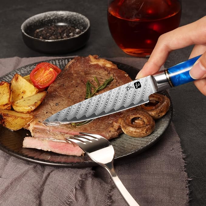 Kitchen Knife Set of 3,Damascus VG10 Steel,Ocean Blue Handle Series