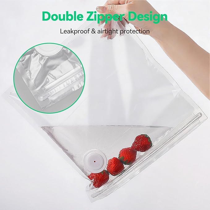 Vacuum Sealer Bags 30PCS Reusable Sealing Zipper Bags BPA-Free 2 Size (8.3 x 8.7 inch, 10.2 x 11 inch) for Food Storage Freezer & Sous Vide, Compatible with ORMEO HOME Sealer Machine
