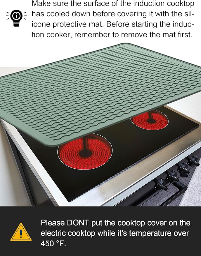 XiFEO Stove Top Covers for Electric Stove, Food Grade Heavy Duty Silicone Glass Stove Top Cover Protector, Induction Cooktop Protector, Heat Resistant Range Ceramic Stove Top Covers Mat, Oven Cover