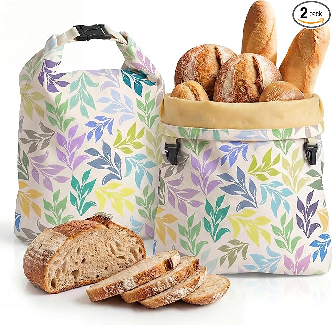 2 Pack Reusable Beeswax Bread Bags for Homemade Sourdough, XL 17"x13" Natural Cotton Beeswax Linen Food Storage Bags, Freezer Safe to Keep Loaves Fresh Longer, Ideal Gift for Bakers