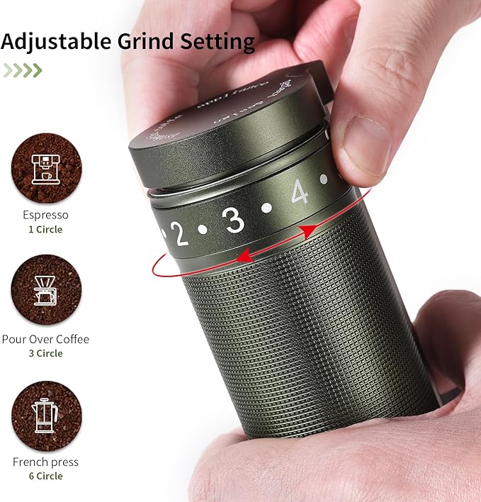 Bincoo Manual Coffee Grinder Manual Foldable Handle– Espresso Hand Coffee Grinder Burr,Compact and Portable for Home/Travel/Camping(Green)