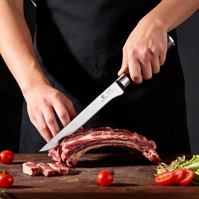 imarku Knife Set, 3 Piece Japanese High Carbon Stainless Steel | Razor Sharp 8 inch Chef Knife, 10 inch Bread Knife and 6 inch Boning Knife for Meat, Bread, Vegetables and Kitchen Prep