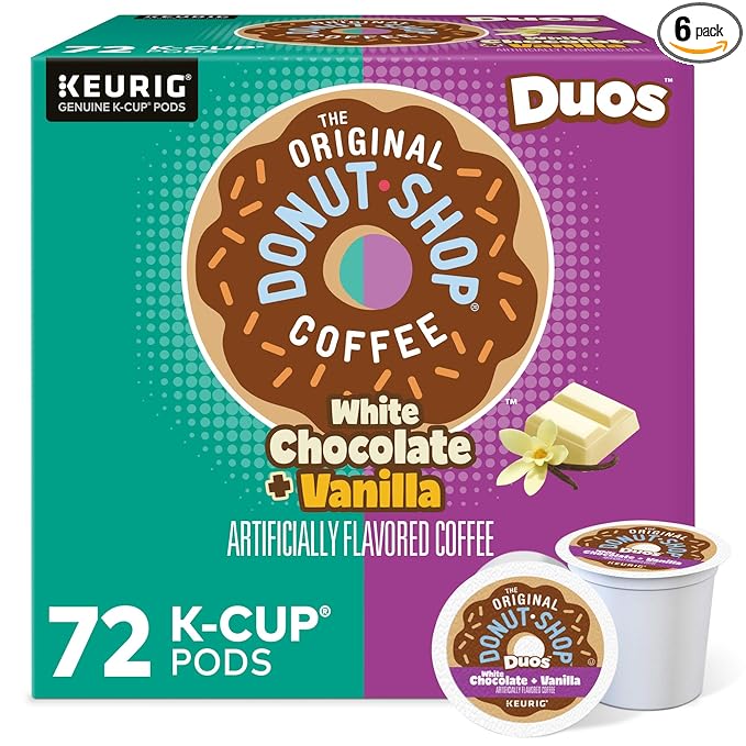 The Original Donut Shop Duos White Chocolate + Vanilla, Keurig Single Serve K-Cup pods, 72 Count