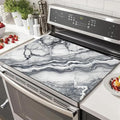 HOMETITUTE Marble Stove Top Cover for Electric 28x20 Inch Diatomite Kitchen Stovetop Cover Protector for Glass Electric Cooktop Countertop Heat Scratch Resistant Pad Modern Decor