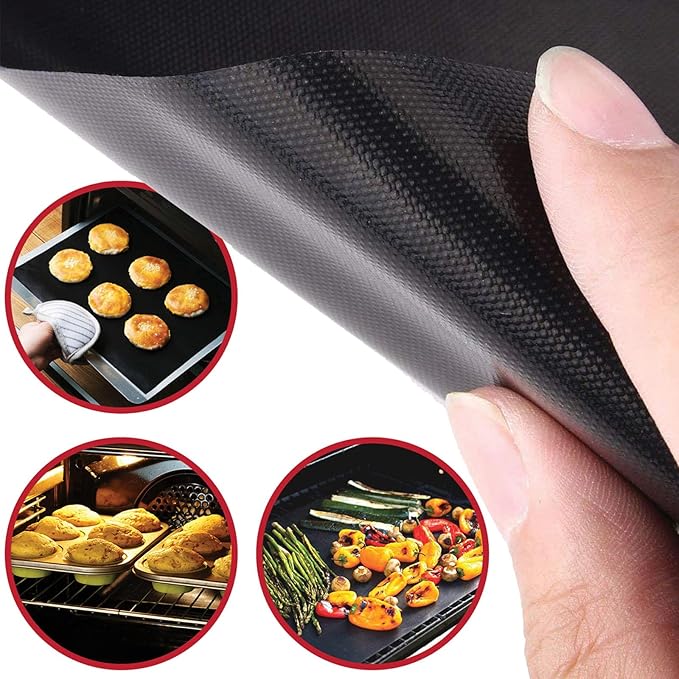 SPARES2GO Oven Liner Non Stick (2 Pack) - Large Universal Teflon Baking Mat Bottom Cooker Protector Heavy Duty Clean Fan Assisted Oven Liners (40 x 50 cm)