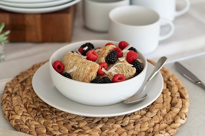 10 Strawberry Street Wazee Matte Coupe Dinnerware Pack of 16, White