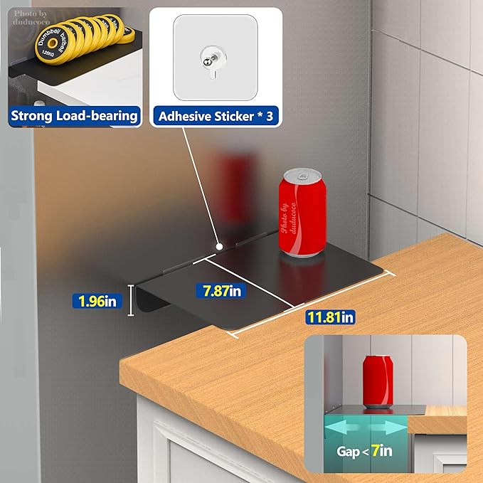 Metal Kitchen Refrigerator Gap Partition Countertop Gap Extension Board, Refrigerator Side Partition, Gap Covers Between Countertop And Walls, No Drill (Black, 11.81 * 7.87inch)