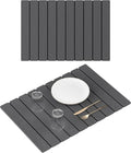 Yofidra Large Stone Dish Drying Mat for Kitchen Counter, Quick Dry Stone Mats with Absorbent Diatomaceous Earth, Foldable Roll Up Drying Organizer Pad for Utensils Plate, 24"×16", Dark Gray
