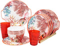 Melamine Dinnerware Set for 4-16 Pcs:Camping Dishes Set with Dinner Plates,Salad Plates,Cups and Bowls.Lightweight and Unbreakable.Indoor and Outdoor Use.