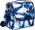 Wildkin Kids Two Compartment Insulated Lunch Bag – Keeps Food Hot or Cold, Easy-Clean Lining, Leak-Resistant & BPA-Free – Boys & Girls, Ideal for School, Travel & Daycare – Sharks