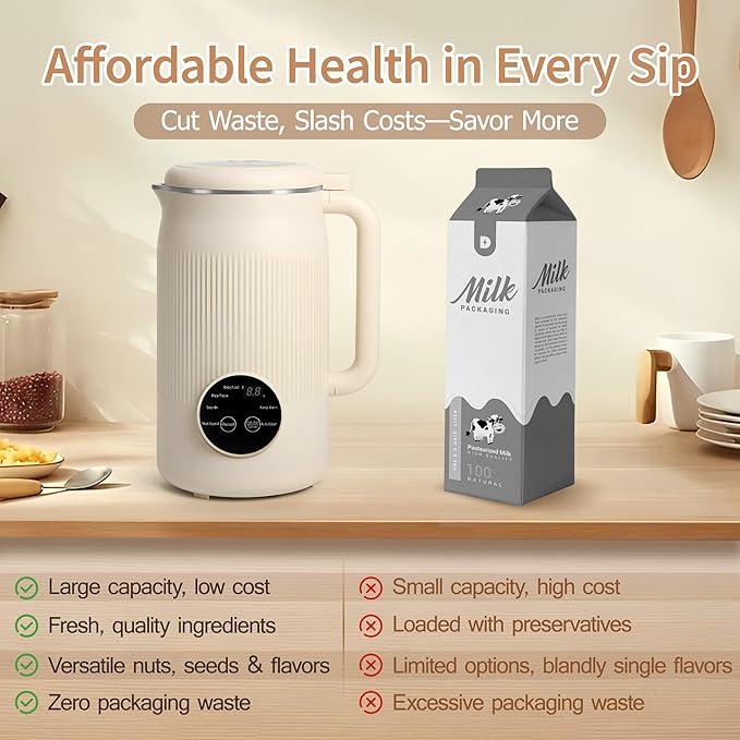 8 in 1 Nut Milk Maker Machine, 40oz Homemade Almond, Soy, Oat, Coconut, Yogurt and Non Dairy Beverages, Automatic Soybean Blender Machine with Delay Setting, Keep Warm, Self-Cleaning