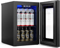 Manastin 18L Beverage Refrigerator Cooler, 24-Can Mini Fridge with Glass Door & LED Light, 40–61°F Digital Temperature Control, Freestanding Drink Fridge for Soda, Beer, Bedroom, Office & Home Bar