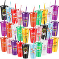 Uiifan 30 Pcs VBS Christian Cups for Kids Bulk, Reusable Plastic Tumblers with Lids and Straws, Bible Verse Cups for Sunday School, VBS, Church Events, Classroom Rewards, Kids Party (Multicolor)