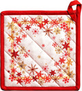 Maison d' Hermine Pot Holders 100% Cotton Heat Resistant Potholders 8" x 8" Hot Pads with Loop for Thanksgiving Christmas Decorations BBQ Cooking Baking Handling Hot Pans (Pack of 1, Crystal Star)