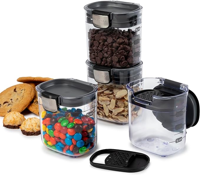 Progressive PKS-401 1.5 Cup Mini Prokeeper+ Airtight Silicone Seal Storage Container Great For Spices & Baking Acessories (4- Piece)