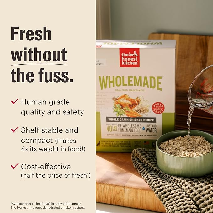 The Honest Kitchen Human Grade Wholemade™ Dehydrated Dog Food, Whole Grain Beef & Oat Dog Food, 2 lb Bag