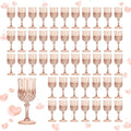 7OZ Plastic Wine Glasses, Reusable Vintage Goblets Unbreakable Drinking Glasses Crystal Water Cups Champagne for Wedding, Parties (48, Rose Gold)