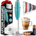 Zulay Kitchen Patented Tornado Triple Whisk Milk Frother with 4 Duracell Batteries – Handheld Foam Maker for Coffee, Lattes, Matcha & Hot Chocolate – Rich, Creamy Froth in Seconds - Turquoise