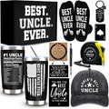 11 Pcs Best Uncle Ever Gift, Father's Day Gifts, Uncle Gifts for Men with 20 Oz Tumbler Socks Baseball Cap Tape Measure Bracelet Wallet Card Keychain, Birthday Christmas Gift from Niece Nephew