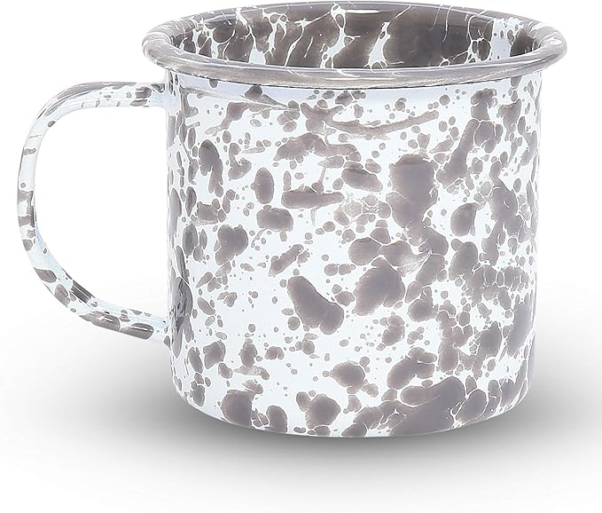 Crow Canyon Home Enamelware Mug, 12 Ounce, Grey/White Splatter (Single)