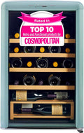 Unique Appliances Classic Retro Electric Wine Cooler, 28-Bottle Wine Fridge with Adjustable Wooden Shelves and Intuitive Digital Control Panel, Single Zone, 21", Ocean Mist Turquoise