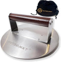Stainless Steel 8.5" Smash Burger Press, Heavy Duty 2.5lb Burger Smasher with Wooden Handle and Velvet Fabric Storage Bag for Griddle,Grill Press for Hamburger, Bacon,Barbecue Grilling Tool