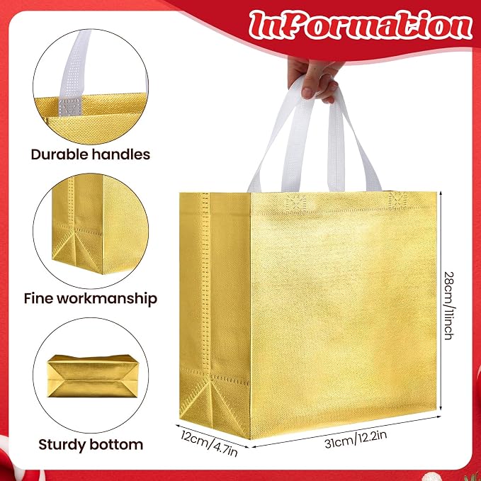 Eccliy Reusable Gift Bags Set Glossy Grocery Gift Tote Bag with Handle for Wedding, Bridal Shower, 4th of July, Summer Event(12 x 11 x 4.7 I Inch,Colorful,80 Pcs)