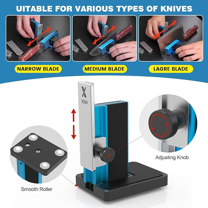 Upgraded Rolling Knife Sharpener Kit – Adjustable 10 – 40°, Removable Diamond Stones (320#, 800#, 2000#), Compact & Portable – Premium Knife Sharpening System for Kitchen & Outdoor Use