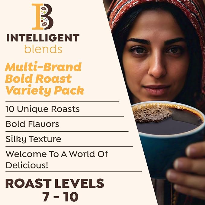 Intelligent Blends Dark Roast Coffee Pods Variety Pack, 50 ct, Single Serve Pods – 100% Arabica Coffee, Compatible with Keurig K Cups Maker