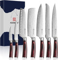 KEEMAKE Kitchen Knife Set, Ultra Sharp Chef Knife Set 7-Piece, High Carbon Stainless Steel Chefs Knife Set, Professional Knives Set for Kitchen with Pakkawood Handle and Gift Box