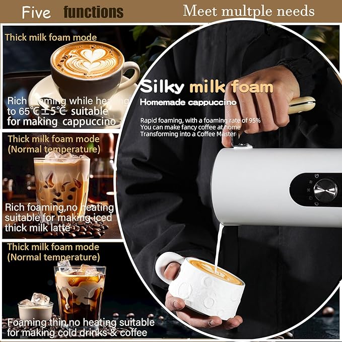 Milk frothing machine，Automatic milk frother，Electric for Hot & Cold Froth, Froth Or Heat Milk，Multifunctional milk frother，Automatic off & Easy Cleaning, Silent Operation