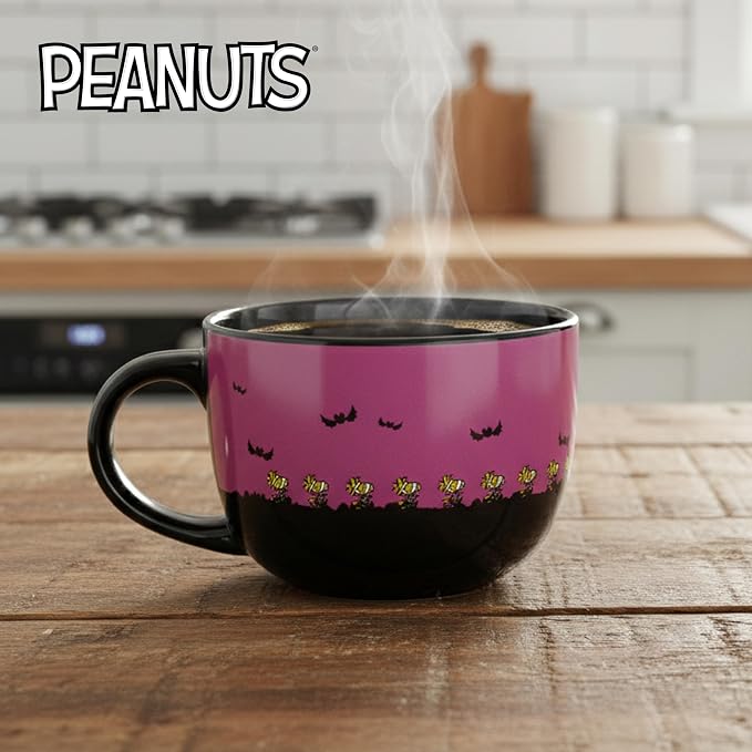 Silver Buffalo Peanuts Halloween Featuring Snoopy and Woodstock as Mummies Ceramic Soup Mug, 24 Ounces