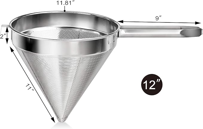 New Star Foodservice 537478 18/8 Stainless Steel China Cap Strainer (7-Inch, Fine Mesh)